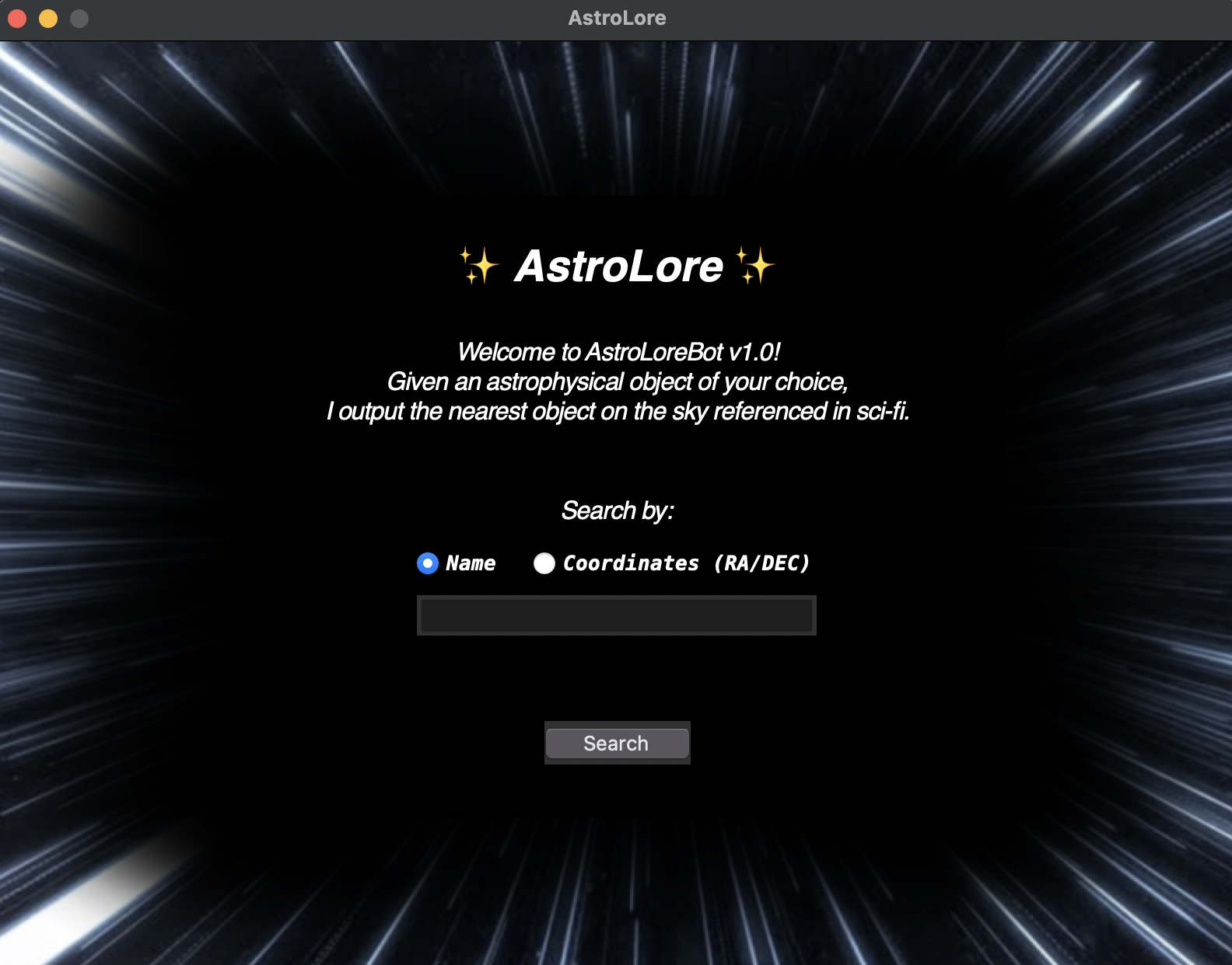 Astrolore GUI screenshot 1